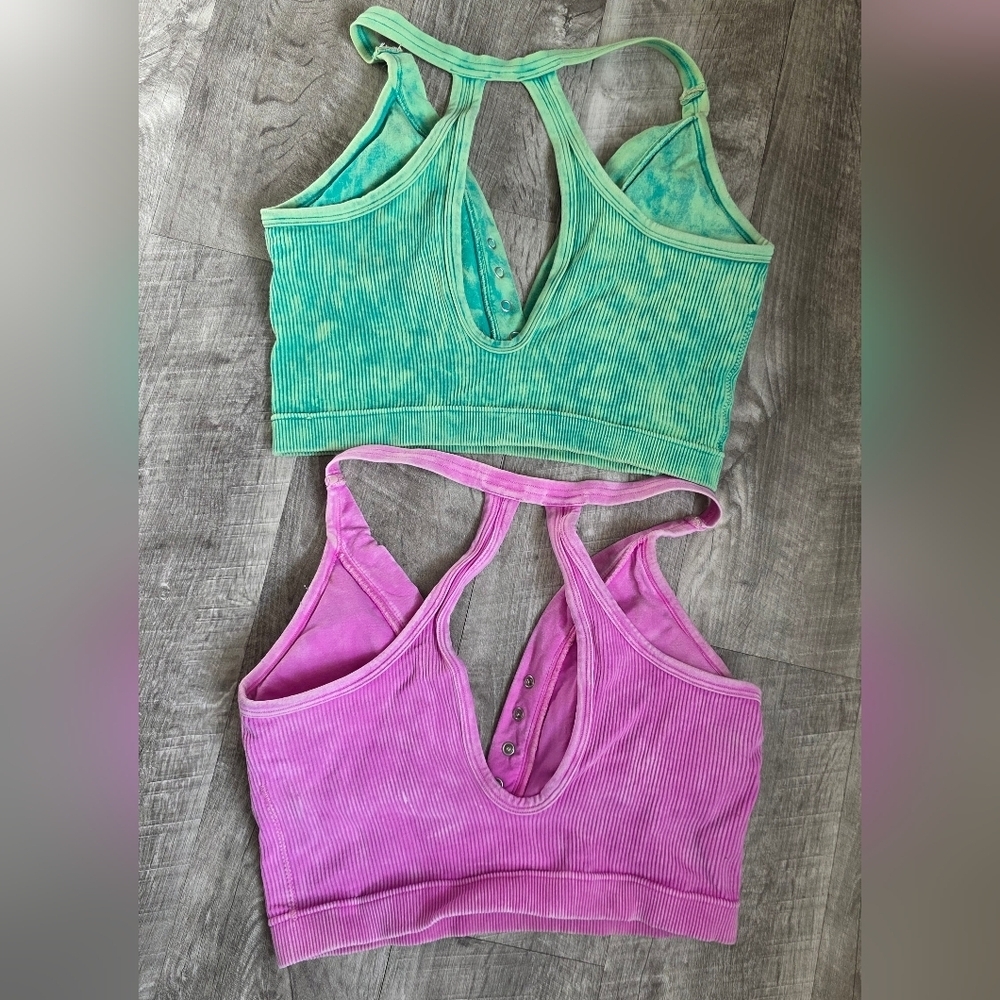 Kali Rose Green and Pink Ribbed Bras - Picture 4 of 6